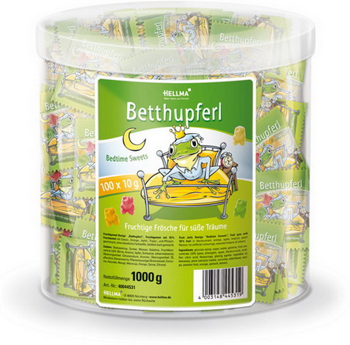 Hellma Fruchtgummi à 10 g Betthupferl Inhalt: 100 Stk. in Runddose