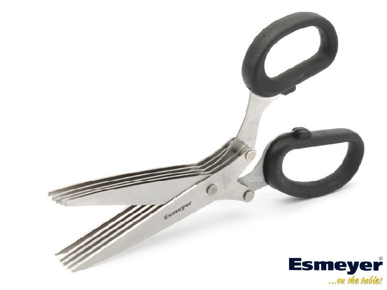 Kräuterschere PETER mit 5-fach Klinge, Klingen aus Spezialstahl, schwarzer Kunststoff-Griff, auf Hängekarte