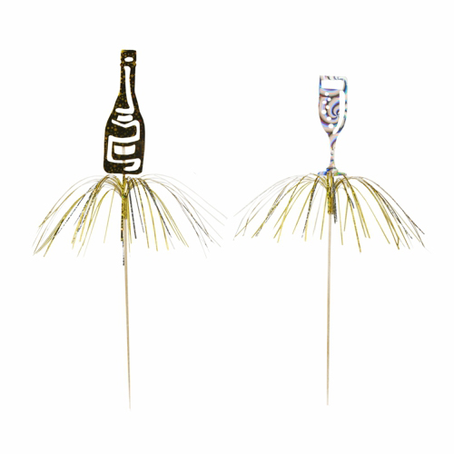 10 Deko-Picker 23 cm "Holographie" von PAPSTAR