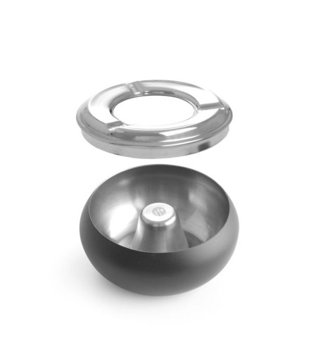 Aschenschale aus Edelstahl mit abnehmbaren Rand, schwarz, Ø 105, 58 mm Höhe