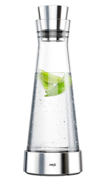 EMSA Kühlkaraffe SLIM FLOW, Inhalt: 1,0 Liter, Höhe: 38,2 cm aus Glas, spülmaschinengeeignet.