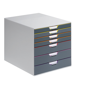 DURABLE Schubladenbox VARICOLOR® 7 DIN A4, DIN C4, Folio, Letter ABS Kunststoff Gehäusefarbe: grau Farbe der Schublade: mehrfarbig 7 Schubfächer