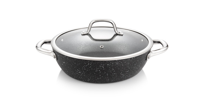 Tiefe Bratpfanne PRESIDENT Stone mit Deckel ø 26 cm