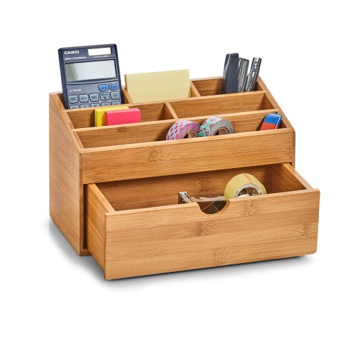Organizer, Bamboo lackiert; HDF beschichtet, 25,4x12,5x15 cm. Farbe: natur. Dieser praktische Organizer ist ein wahres Ordnungstalent. Er ist