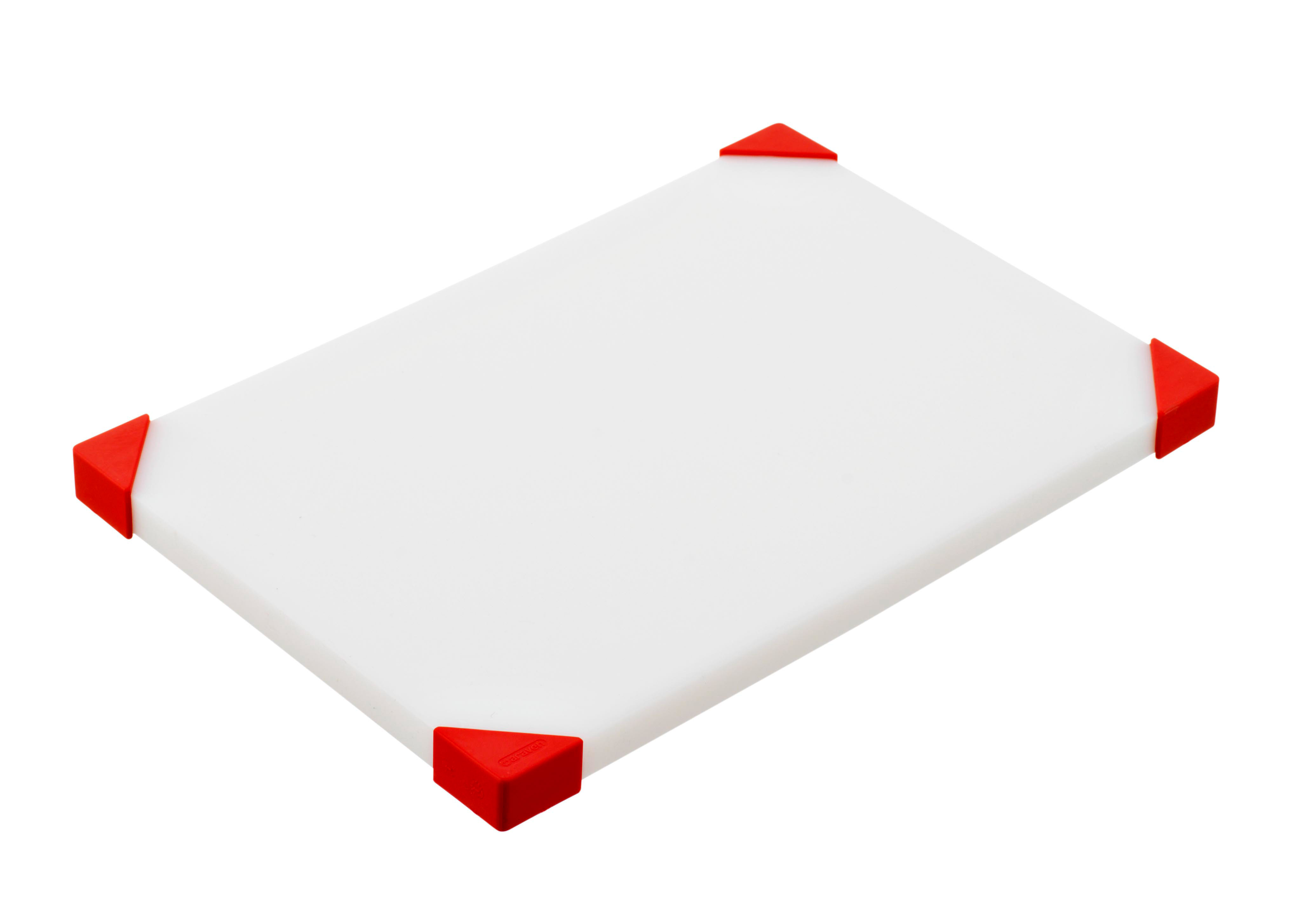ARAVEN Schneidebrett rutschfest mit den Abmessungen 304x204x19mm, rot