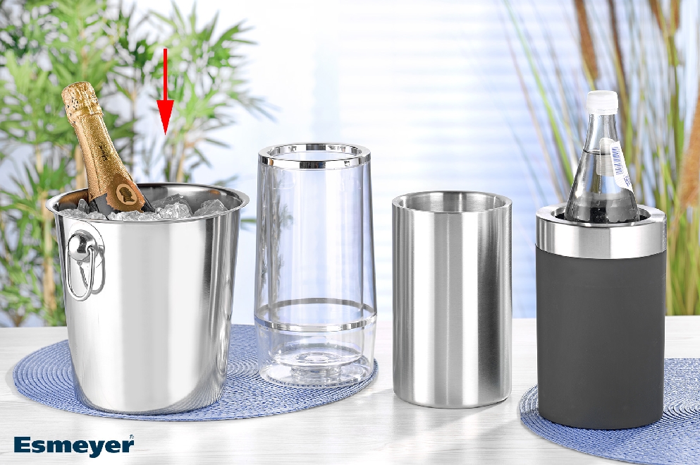 Sektkühler FLORIDA , hochglänzend, mit zwei Fallgriffen, aus Edelstahl, Höhe: 18,5 cm, Durchmesser: 18,5 cm