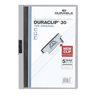 DURABLE Klemmmappe DURACLIP® 30 DIN A4 Hartfolie Farbe der Rückseite: grau Farbe der Klemme: schwarz