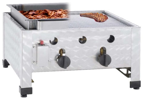 NEUMÄRKER Gas-Kombi-Tischbräter - 2 Brenner nur für Propan-/Butangas 485x530x280 mm