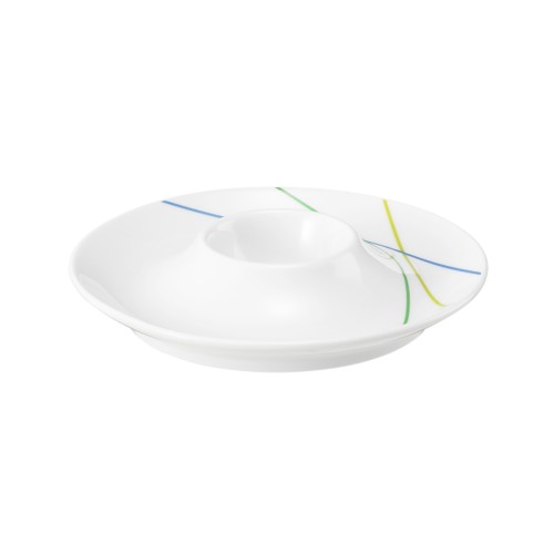 Seltmann Eierbecher mit Ablage, rund, Form: Community, Dekor: 57403 Green Line, hohe Kantenschlagfestigkeit, Made in Germany