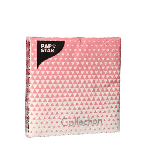 PAPSTAR 20 Servietten, 3-lagig 1/4-Falz 25 cm x 25 cm rosa "Optik"