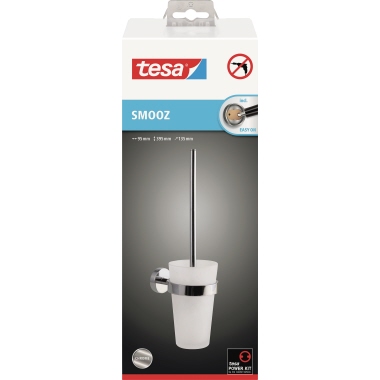 tesa® WC-Garnitur SMOOZ 9,5 x 39,5 x 13,5 cm (B x H x T) Metall chrom/weiß