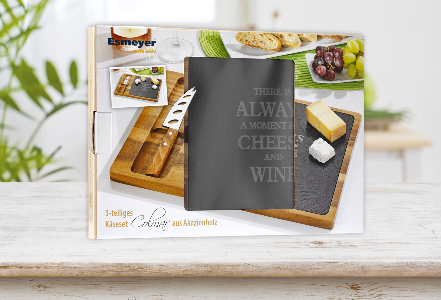 3-teiliges Käse Set COLMAR bestehend aus Käsemesser aus Edelstahl mit Griff aus Akazienholz, zweifach genietet
