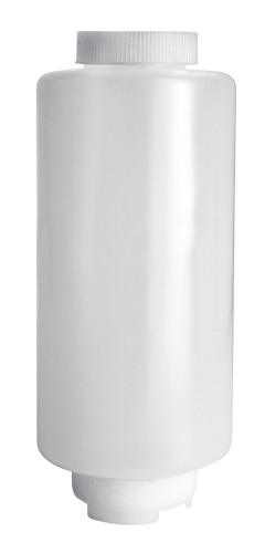 Quetschflasche. Polyethylen. First-In First-Out System, mit drei verschiedenen Aufsätzen.