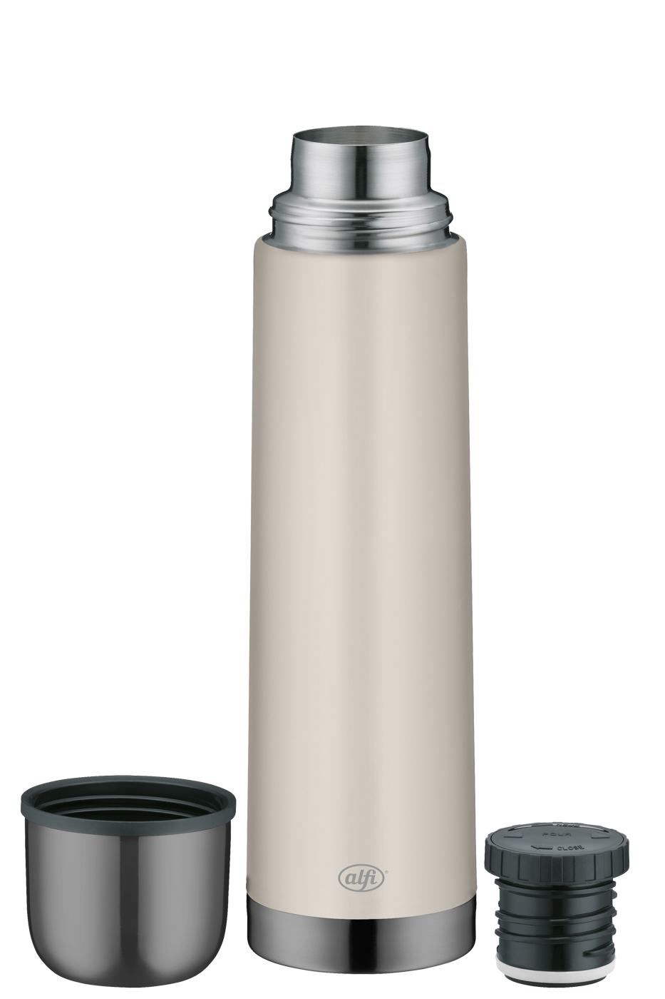 Isolierflasche Eco linen beige 0,75 l; doppelwandiger Edelstahl lackiert; Premium-Isolierleistung hält 12 h heiß und 24 h