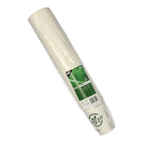 50 Trinkbecher, Pappe 0,25 l Ø 8 cm · 10,8 cm weiss "Pure Joy" von PAPSTAR