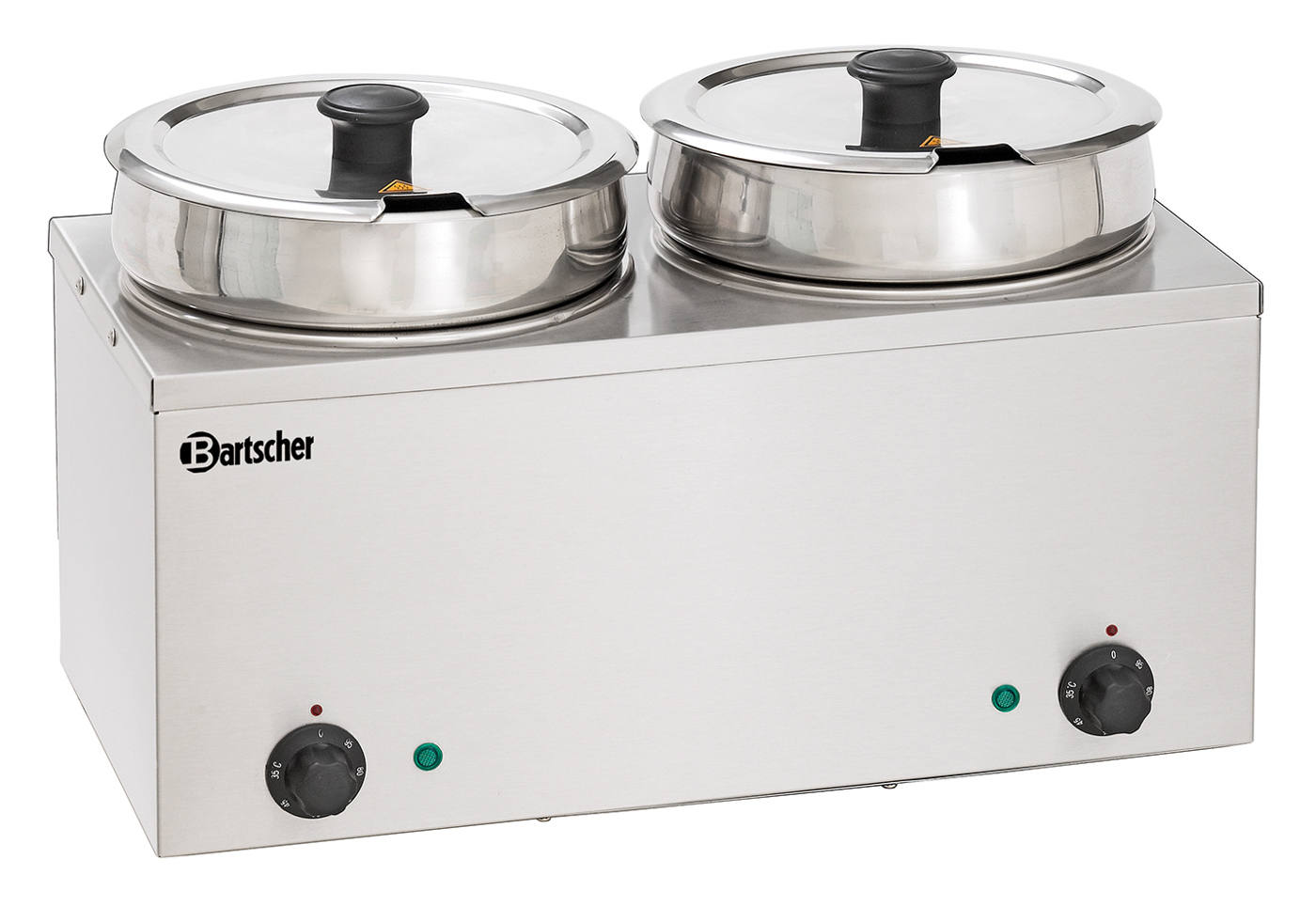Bartscher Bain Marie Hotpot, 2x Topf, 6,5 L |Temperaturbereich bis: 95 °C | Maße: 50,5 x 28 x32,0 cm. Gewicht: 7,9 kg