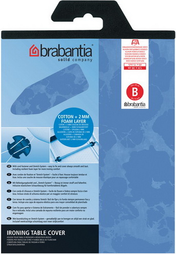 Brabantia Bügeltischbezüge 124x38 Baumwollbezug mit 2mm Schaumstoff Gemischt (neutral)