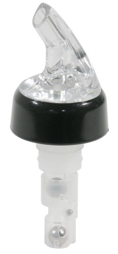 Kugelmaßausgießer , klar aus Polystyrol, dosierbar durch Kugelventil, für 0,75 l bzw. 1 l -Flaschen, nicht geeignet für Anisschnaps