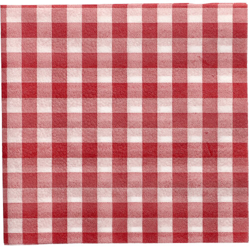 100 Servietten, 1-lagig 1/4-Falz 33 cm x 33 cm rot/weiss "Vichy Karo" von PAPSTAR