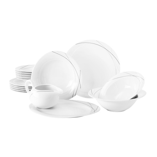 Seltmann Tafelservice 16-teilig TE, rund mit Relief, Form: Trio, weiss1381 Highline, hohe Kantenschlagfestigkeit, Made in Germany