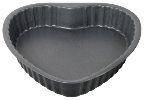 Antihaft- Herzbackform aus 0,6 mm starkem Stahl, PTFE antihaft-beschichtet, nicht spülmaschinengeeignet Länge: 26 cm, Breite: 25