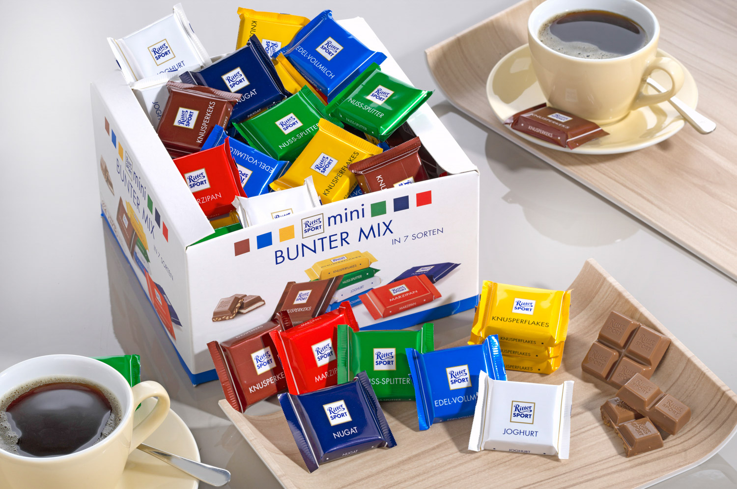Ritter Sport Mini Bunter Mix 1,55KG Inhalt: 84 Stück à 16,6 g.