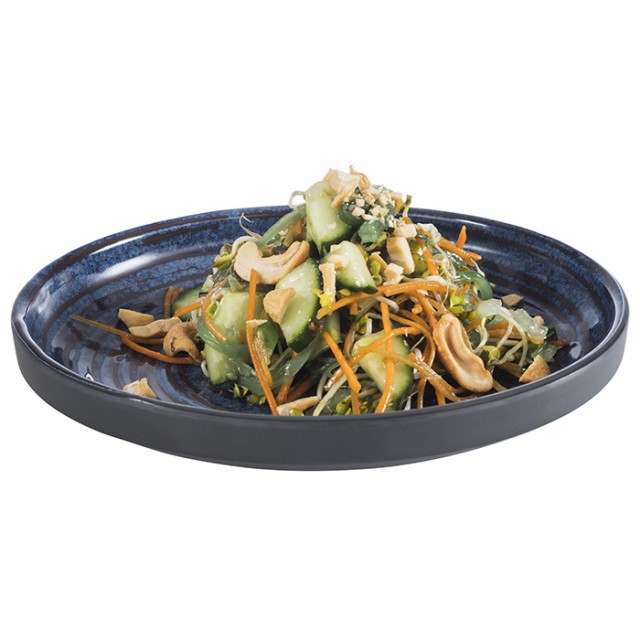 APS Schale -LOOPS-, Ø 18 cm, H: 3 cm, Melamin, innen: Dekor, dunkelblau, außen: dunkelgrau 0,25 Liter