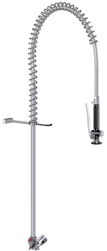 Geschirrspülbrause mit Einlochmischbatterie, verchromt, mit Metall-Haubengriffen, Stutzen G 3/8,