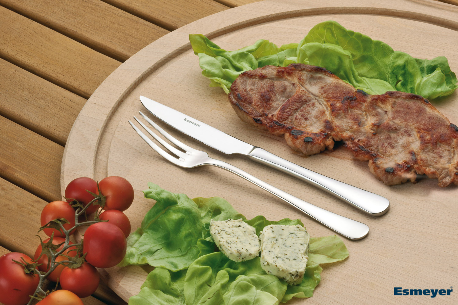 12-teiliges Steak-/Pizzabesteck SYLVIA, Edelstahl 18/10, poliert, Materialstärke 2,5 mm. Messer aus Klingenstahl mit Wellenschliff.