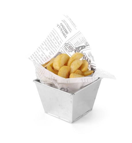 Behälter, rechteckig, 0,5 Liter, 10x10x8 cm. Das verzinkte Stahlblech verleiht dieser Serie ein rustikales Design.