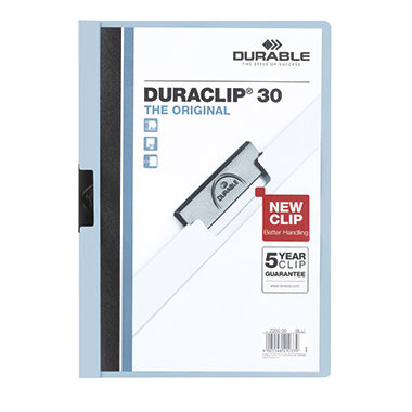 DURABLE Klemmmappe DURACLIP® 30 DIN A4 Hartfolie Farbe der Rückseite: blau Farbe der Klemme: schwarz