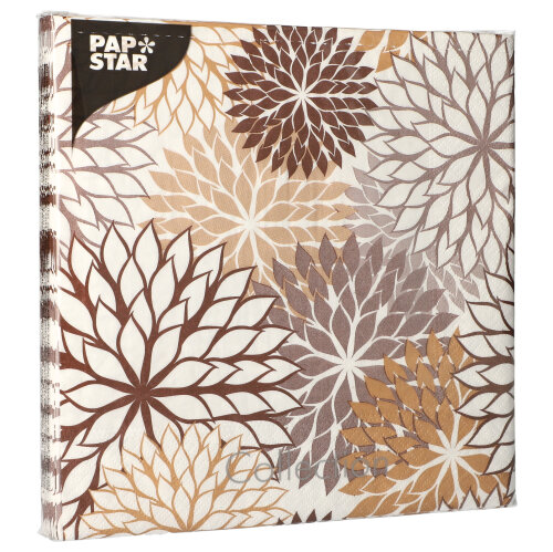 20 Servietten, 3-lagig 1/4-Falz 40 cm x 40 cm taupe "Floralies" von PAPSTAR