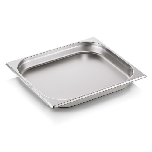 GN 2/3 Behälter, Materialstärke 0,6 mm. Material: Chromnickelstahl. Serie: GN 70. Inhalt in Litern: 3. Maße: Höhe: 40 mm