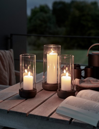 Stelton Windlicht H 24.5 cm schwarz, Maße: 115 x 115 x 245 mm