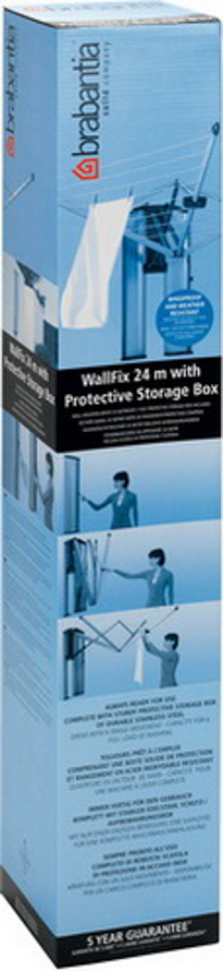 Brabantia WallFix 24 Meter mit Aufbewahrungsschutzbox Metallic Grey
