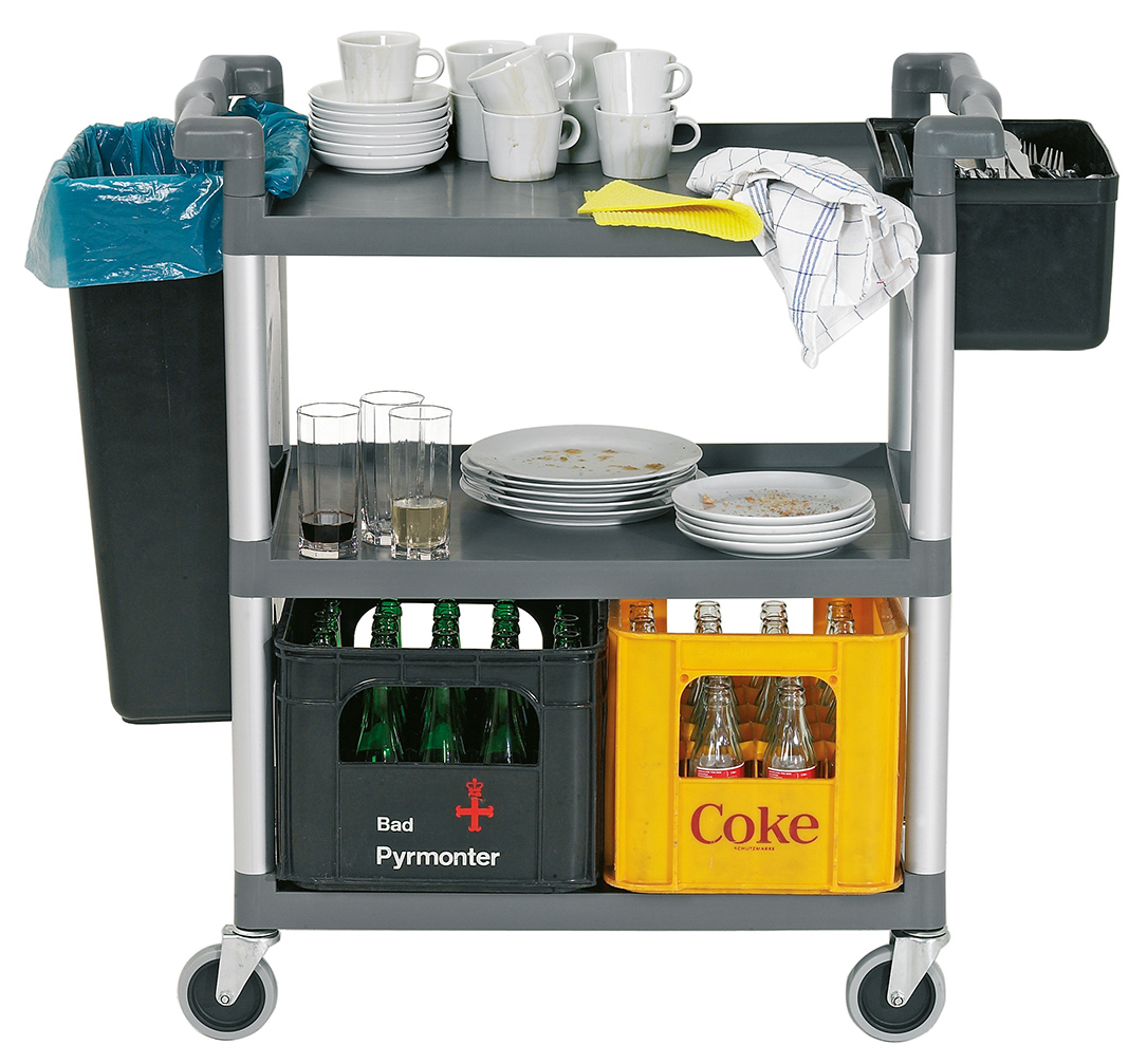 Bartscher Abräumbehälter-Set "Adjutant" |Besteckbehälter: Inhalt: ca. 9 Liter ,B 333 x T230 x H 178 mm | 33,5 x 23,7 x 56,0 cm. Gewicht: