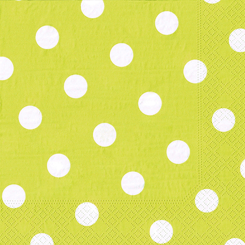 20 Servietten, 3-lagig 1/4-Falz 40 cm x 40 cm limonengrün "Dots" von PAPSTAR