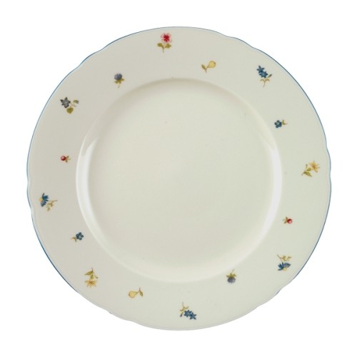 Seltmann Speiseteller 27 cm Fahne, Form: Marieluise, Glasur: elfenbein, Dekor: 30308 Streublume