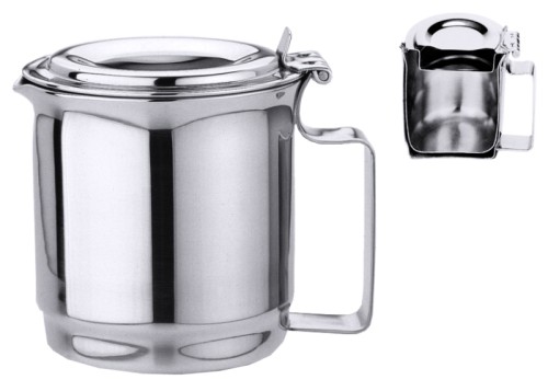 Isoliertes Kaffeekännchen zylindrische Form, aus Edelstahl 18/10, hochglänzend, doppelwandig, stapelbar, mit Einhandklappdeckel,