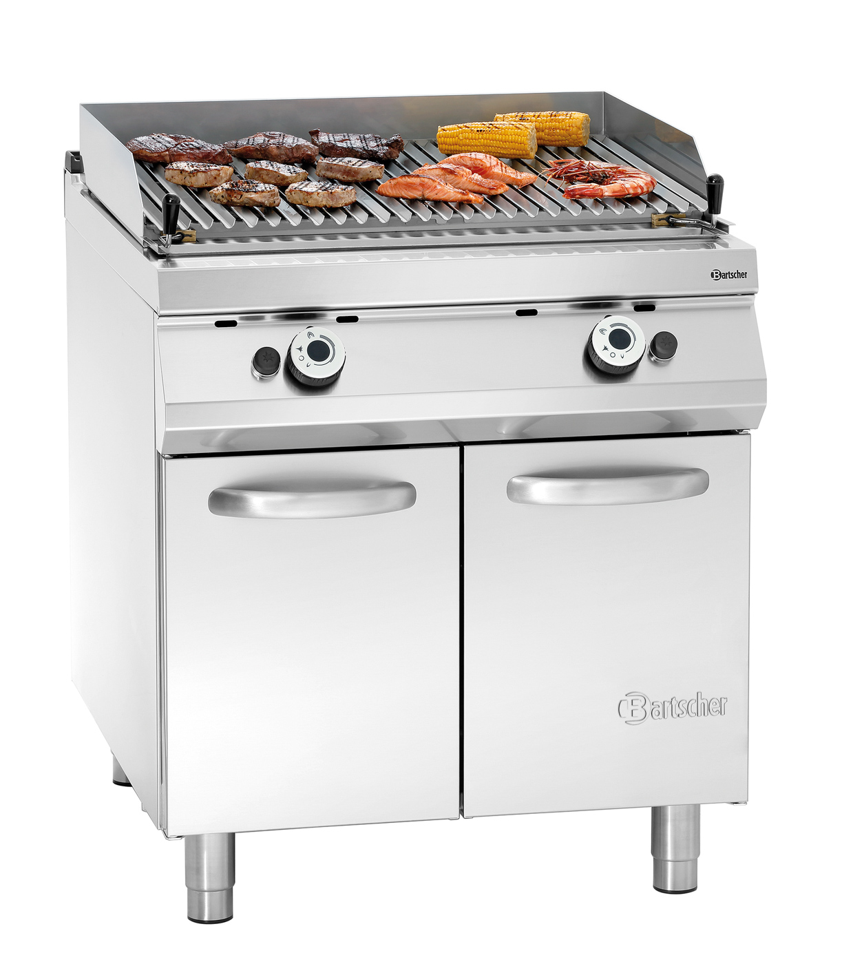 Bartscher Gas-Lavasteingrill | Zünd-Art:Piezo-Zündung | Maße: 80 x 90 x 90,0 cm. Gewicht:103 kg