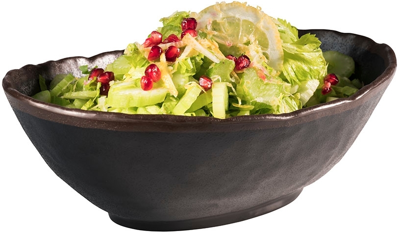 Schale -MARONE- 27,5 x 19 cm, H: 9 cm Melamin, schwarz mit braunem Rand 1,4 Liter spülmaschinengeeignet stapelbar nicht