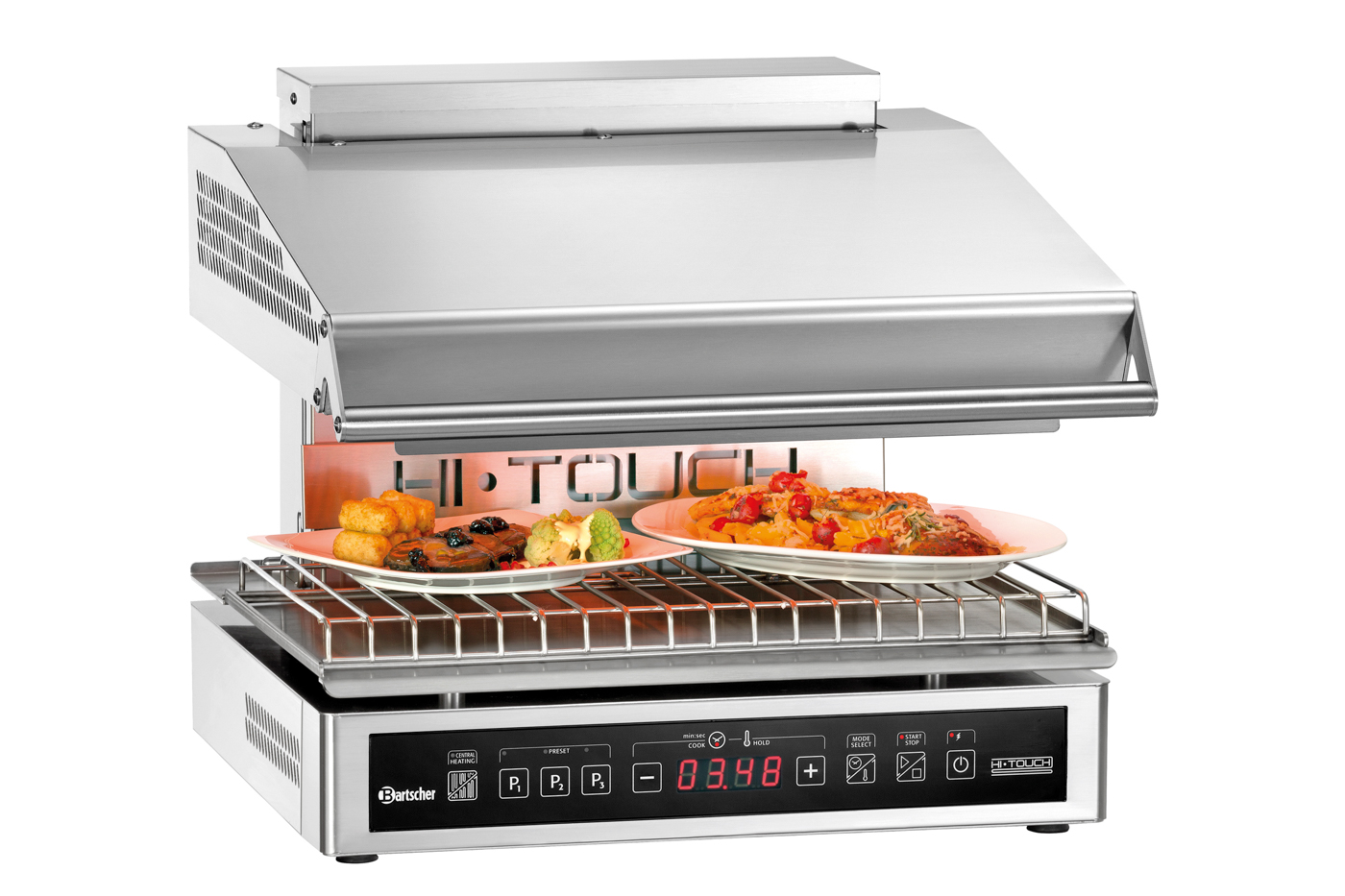 Bartscher Hi-Light-Lift-Salamander "Premium" |Fettauffangbehälter: Ja | Maße: 58,5 x 60 x 51,5cm. Gewicht: 61,4 kg