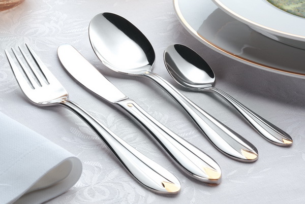 Kuchengabel Jasmin 18/10 dekorvergoldet