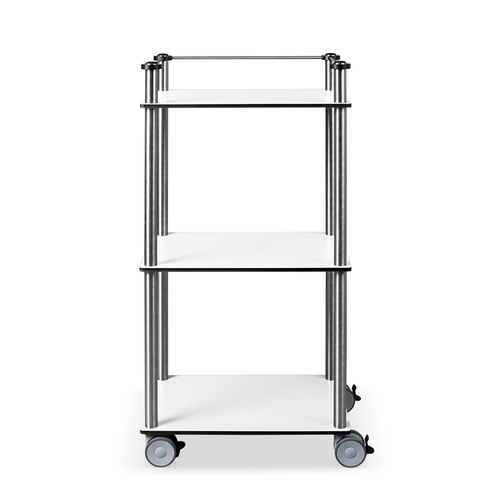 ETHERNASOLID® MULTICART Etagenwagen W13 mit 3 Böden und Reling 3-seitig, weiß