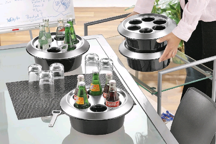 Alfi Flaschenkühler Konferenzboy CLASSIC, Farbe: schwarz/ silber, aus Kunststoff mit Edelstahlabdeckung, inkl. Kühlakku