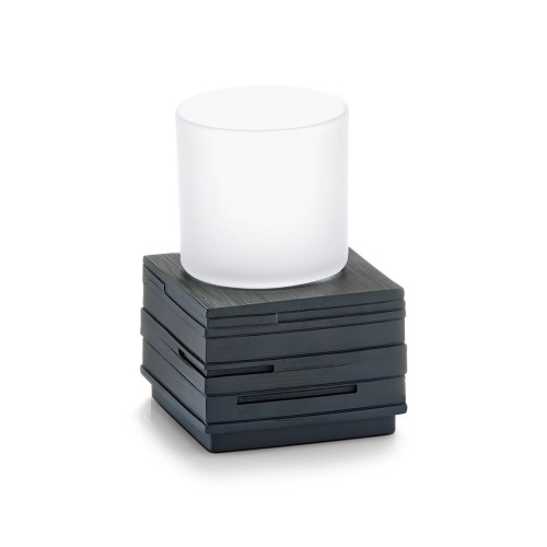 Zeller Zahnputzbecher Schiefer, Polyresin, schwarz 8,3x8,3x11,5 cm