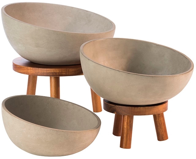 APS Schale SIERRA, Beton, Inhalt: 1,1 Liter, Durchmesser: 220 mm, Höhe: 60 mm, mit möbelschonender Unterseite