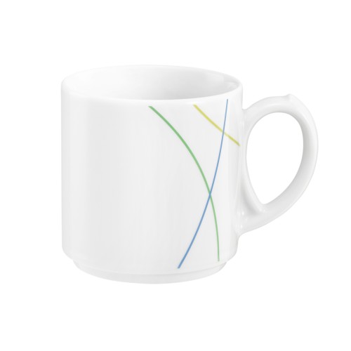 Seltmann Becher mit Henkel 0,28 l, rund, Form: Community, Dekor: 57403 Green Line, hohe Kantenschlagfestigkeit, Made in Germany