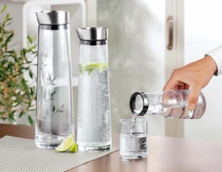 Blomus Wasserkaraffe FRESH, Inhalt: 1,5 Liter, Höhe: 345 mm, Glas-Edelstahl-Kombination.
