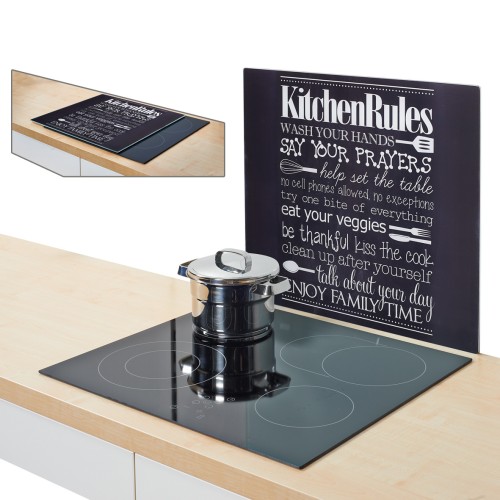 Zeller Herdblende-/Abdeckplatte Kitchen Rules, Glas 56x50 cm